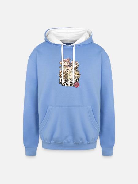 Dungeons & Cats - Unisex Contrast Hoodie - sky blue/white