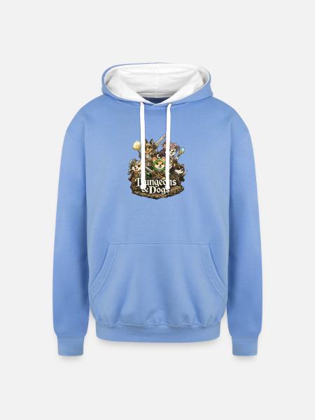 Dungeons & Dogs - Unisex Contrast Hoodie - sky blue/white