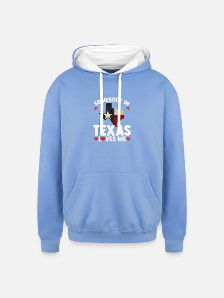 Somebody in Texas Loves Me - Unisex Contrast Hoodie - sky blue/white
