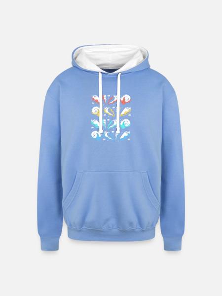 Seashell Clam Shells Collector - Unisex Contrast Hoodie - sky blue/white