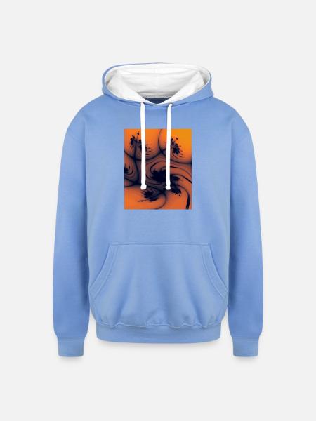 Fractal Flame Swirl - Unisex Contrast Hoodie - sky blue/white