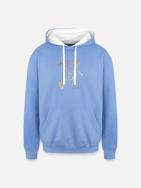 Roller Skater Sketch - Unisex Contrast Hoodie - sky blue/white