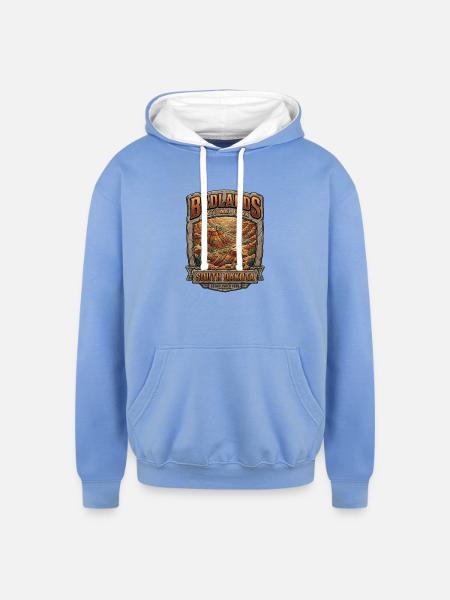 Badlands National Park Tee - Unisex Contrast Hoodie - sky blue/white