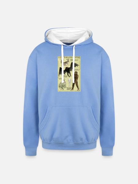North American Cryptids Poster - Unisex Contrast Hoodie - sky blue/white
