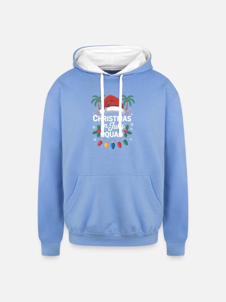 Christmas in July Squad - Unisex Contrast Hoodie - sky blue/white