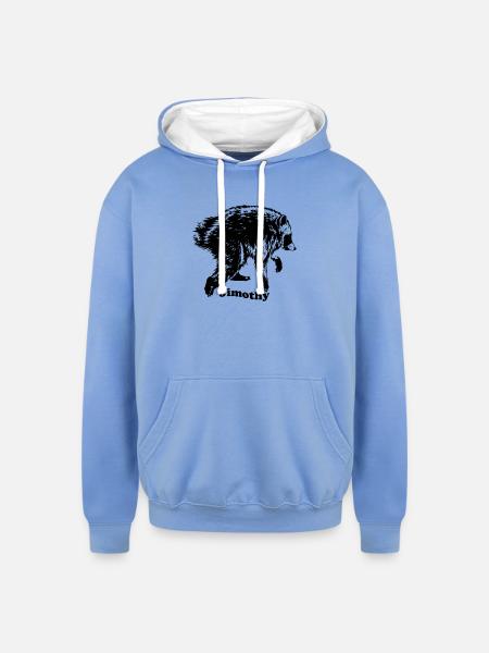 Jimothy Raccoon Meme - Unisex Contrast Hoodie - sky blue/white