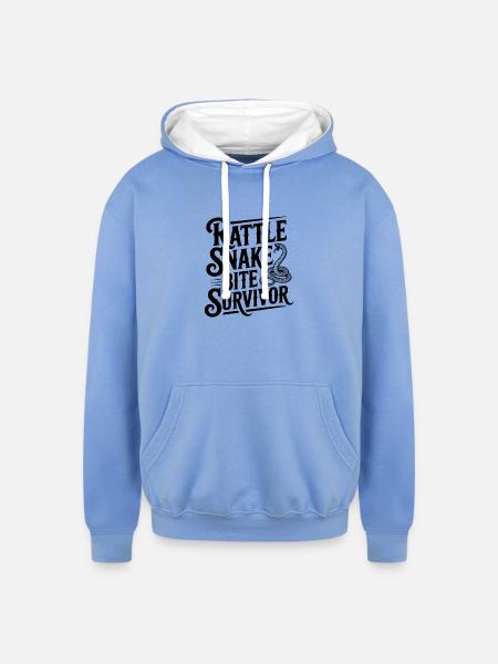 Rattle Snake Bite Survivor - Unisex Contrast Hoodie - sky blue/white