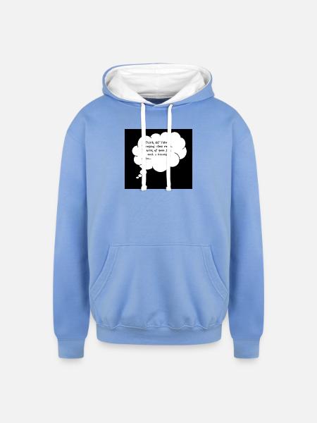 Thought Cloud Love Script - Unisex Contrast Hoodie - sky blue/white