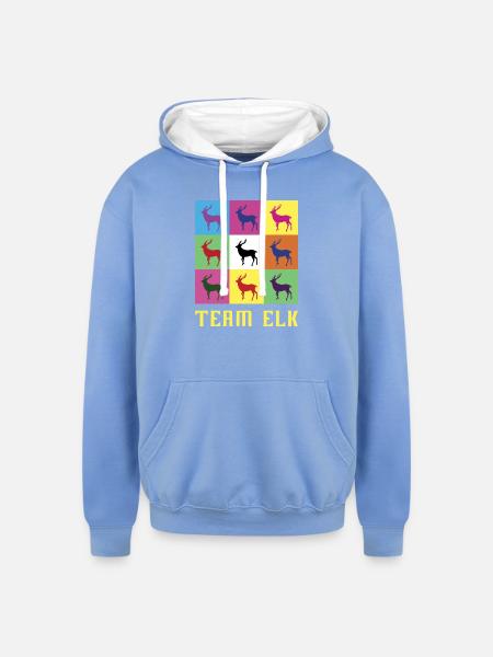 Team Elk - Unisex Contrast Hoodie - sky blue/white