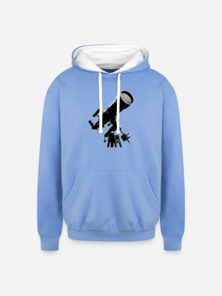 Skywatch Telescope Art - Unisex Contrast Hoodie - sky blue/white