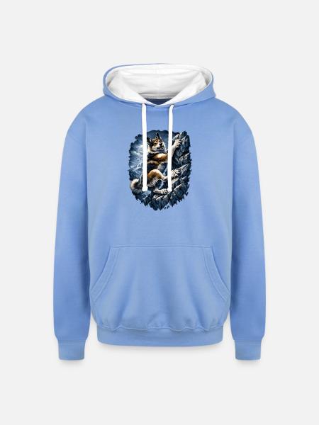 Alpine Husky Climber - Unisex Contrast Hoodie - sky blue/white