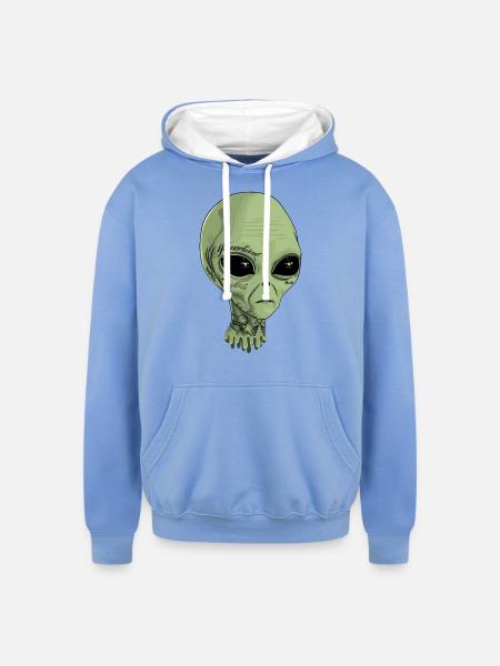 Alien Tattoo - Unisex Contrast Hoodie - sky blue/white