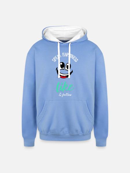 Speak Happiness - Unisex Contrast Hoodie - sky blue/white