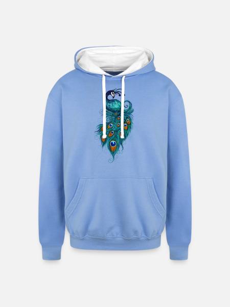 Peacock - Unisex Contrast Hoodie - sky blue/white