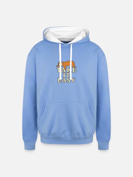 Sloth Relax Take It Easy - Unisex Contrast Hoodie - sky blue/white