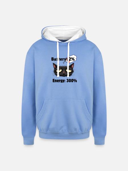 Battery 2% energyn300% - Unisex Contrast Hoodie - sky blue/white