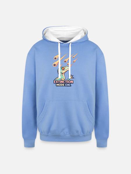 Extinction Meteor Dino - Unisex Contrast Hoodie - sky blue/white