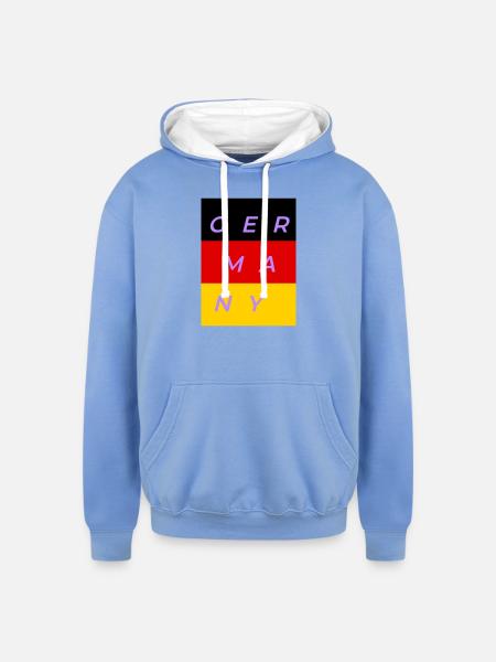 Germany - Unisex Contrast Hoodie - sky blue/white