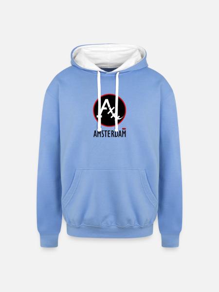 Amsterdam City - Unisex Contrast Hoodie - sky blue/white