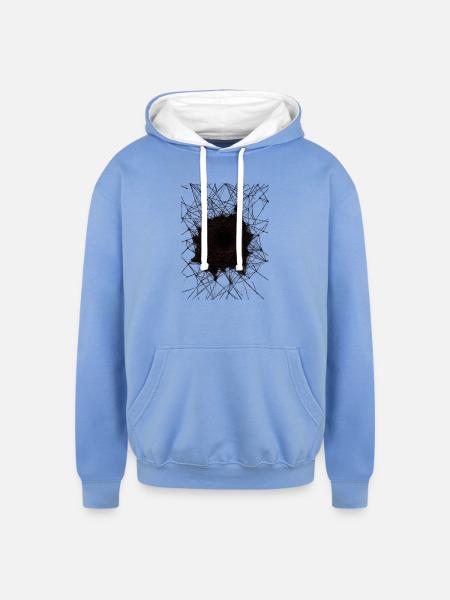 Dark Vortex Web Mandala - Unisex Contrast Hoodie - sky blue/white