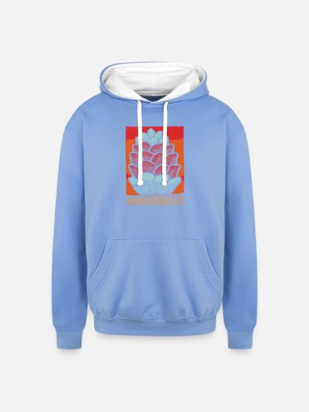 Stacked Pine Cone Pop Art - Unisex Contrast Hoodie - sky blue/white