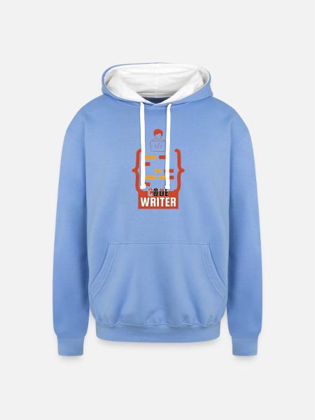 Code Writer Emblem - Unisex Contrast Hoodie - sky blue/white