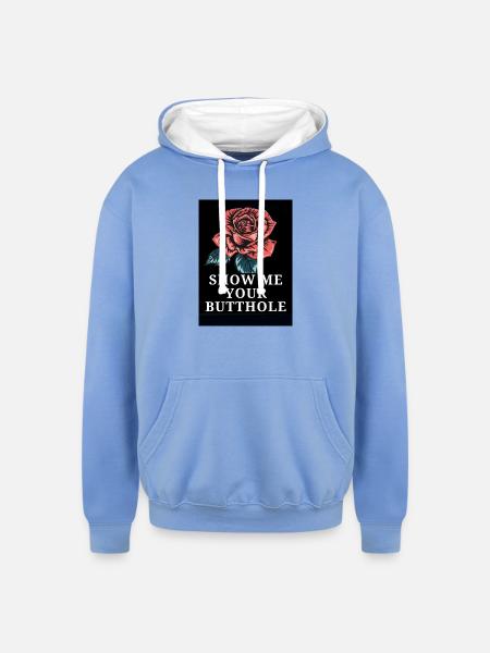Rose Bold Text Statement - Unisex Contrast Hoodie - sky blue/white