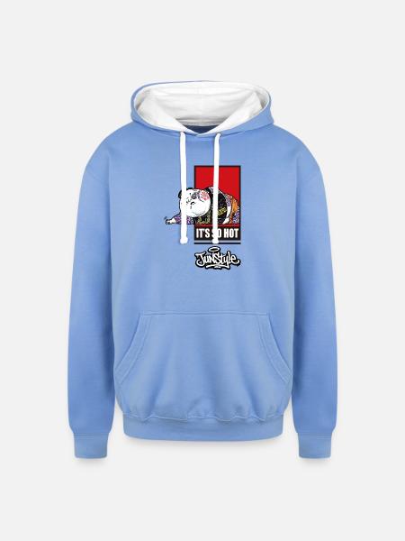 JunStyle Premium Streetwear Fury Heatwave 08 - Unisex Contrast Hoodie - sky blue/white