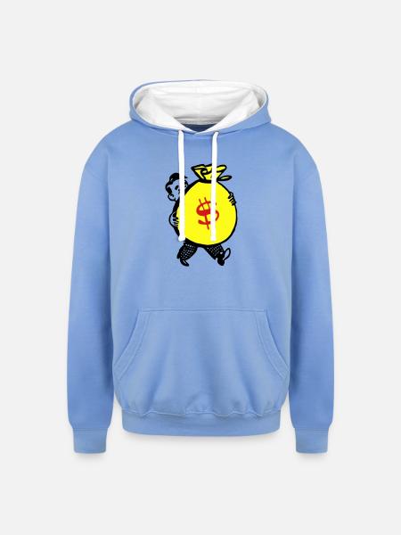 Money Bag - Unisex Contrast Hoodie - sky blue/white