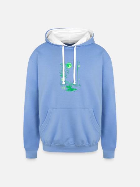 Moonlit Marina - Unisex Contrast Hoodie - sky blue/white