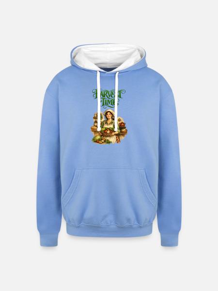 Harvest Time Farmgirl - Unisex Contrast Hoodie - sky blue/white
