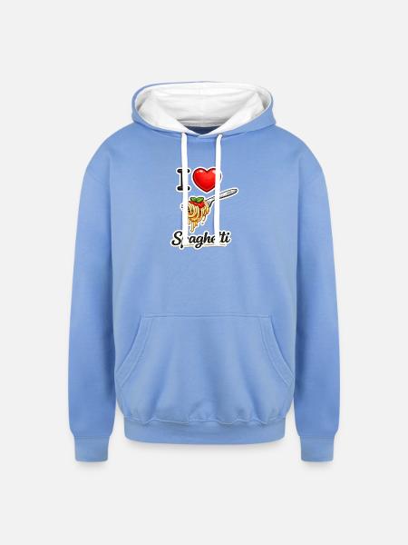 I Love Spaghetti Icon - Unisex Contrast Hoodie - sky blue/white