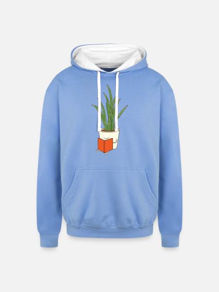 Indoor Plant - Unisex Contrast Hoodie - sky blue/white