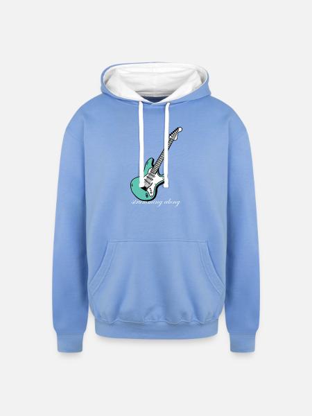 Strumming_Along - Unisex Contrast Hoodie - sky blue/white