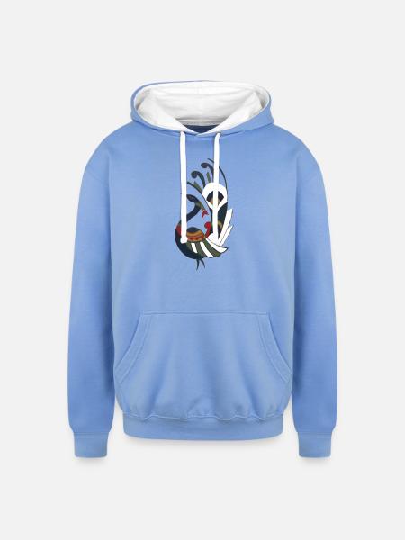 Peacock - Unisex Contrast Hoodie - sky blue/white