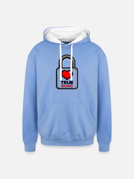 a-simple-flat-vector-padlock-with-clean-rounded - Unisex Contrast Hoodie - sky blue/white