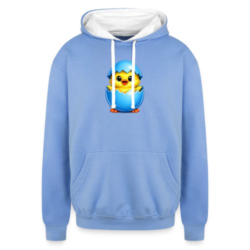 Easter Chick Blue - Unisex Contrast Hoodie