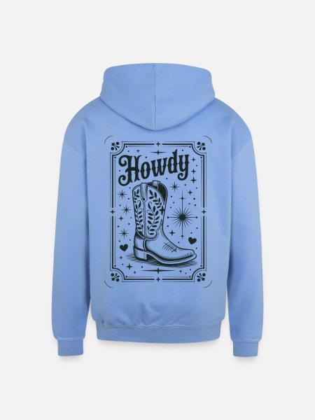 Howdy Boots Western Night - Unisex Contrast Hoodie - sky blue/white