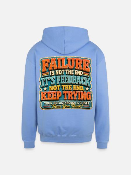 Failure Is Feedback: Keep Trying - Unisex Contrast Hoodie - sky blue/white