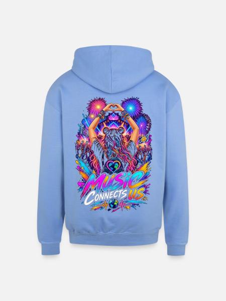 Music Connects Us - Unisex Contrast Hoodie - sky blue/white