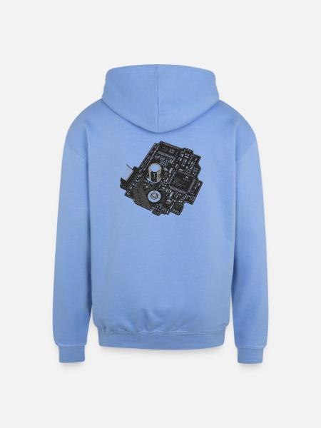 Circuitboard Noir - Unisex Contrast Hoodie - sky blue/white