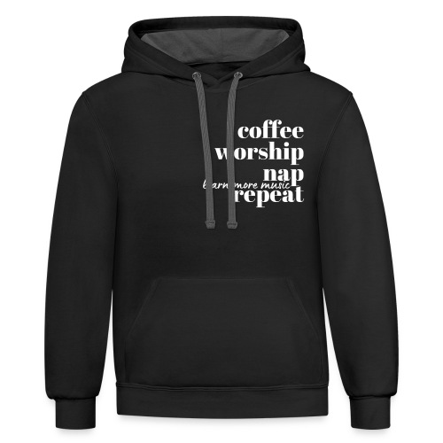 Coffee Worship Nap Tee - Unisex Contrast Hoodie