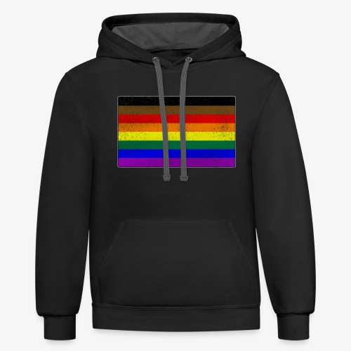 Distressed Philly LGBTQ Gay Pride Flag - Unisex Contrast Hoodie