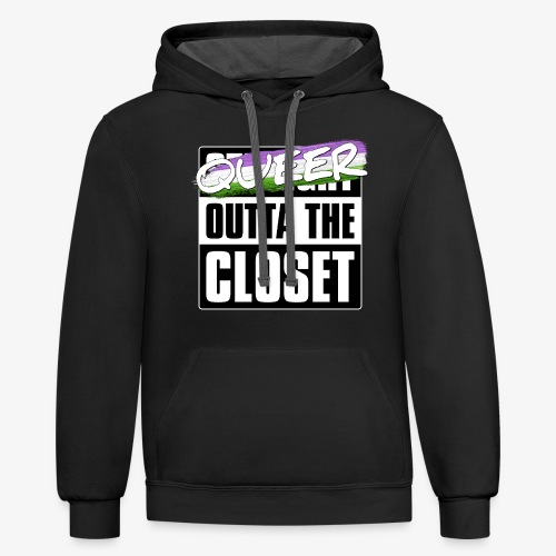 Queer Outta the Closet - Genderqueer Pride - Unisex Contrast Hoodie