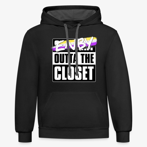 Enby Outta the Closet - Nonbinary Pride - Unisex Contrast Hoodie