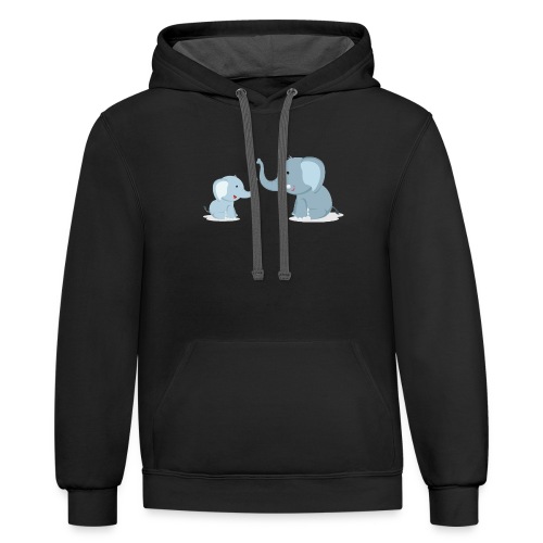 Father and Baby Son Elephant - Unisex Contrast Hoodie