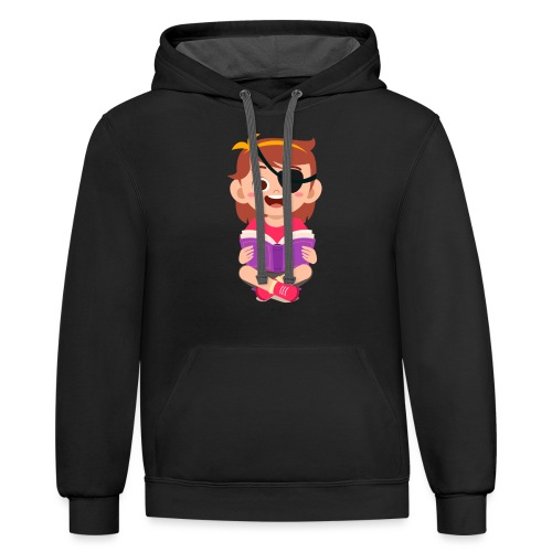 Little girl with eye patch - Unisex Contrast Hoodie