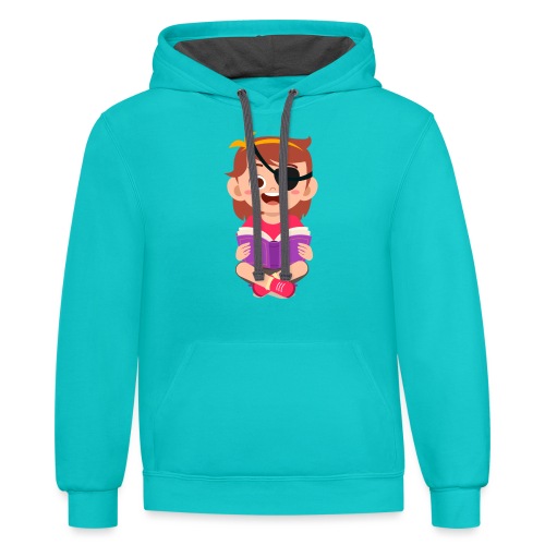 Little girl with eye patch - Unisex Contrast Hoodie
