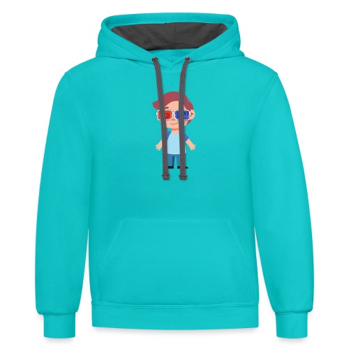 Boy with eye 3D glasses - Unisex Contrast Hoodie
