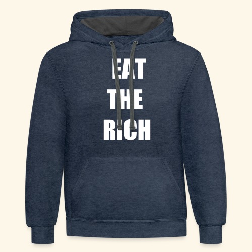 eat the rich wht - Unisex Contrast Hoodie